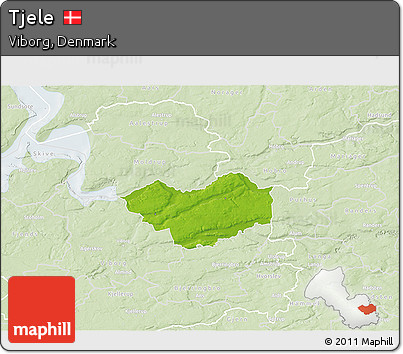 Physical 3D Map of Tjele, lighten