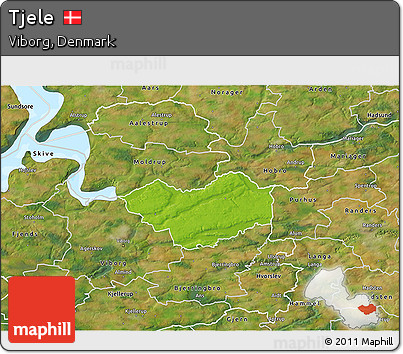 Physical 3D Map of Tjele, satellite outside