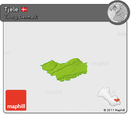 Physical 3D Map of Tjele, single color outside