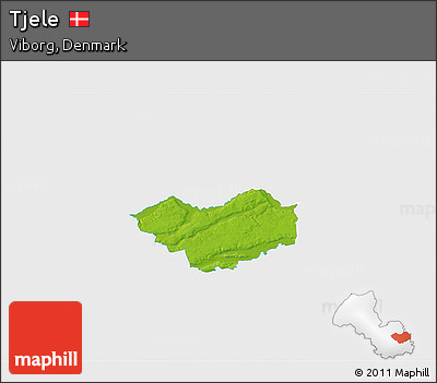 Physical 3D Map of Tjele, single color outside