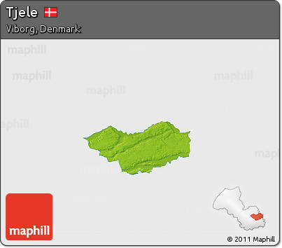 Physical 3D Map of Tjele, single color outside