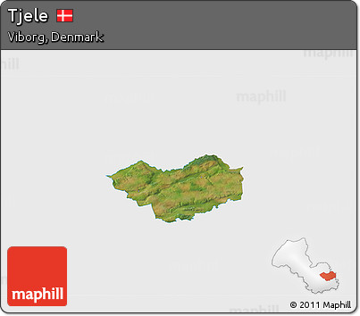 Satellite 3D Map of Tjele, single color outside