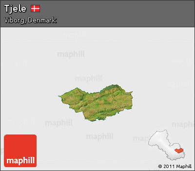 Satellite 3D Map of Tjele, single color outside