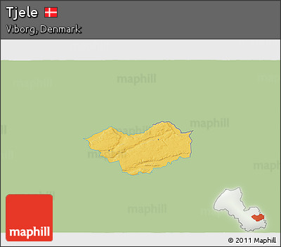 Savanna Style 3D Map of Tjele, single color outside