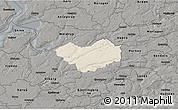 Shaded Relief 3D Map of Tjele, darken, semi-desaturated