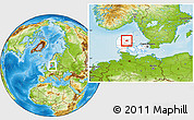 Physical Location Map of Tjele, highlighted country, within the entire country