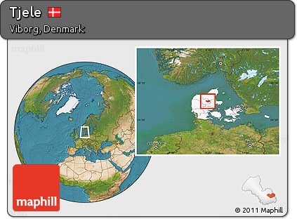 Satellite Location Map of Tjele, highlighted country