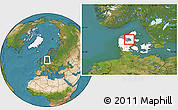 Satellite Location Map of Tjele, highlighted country, highlighted parent region