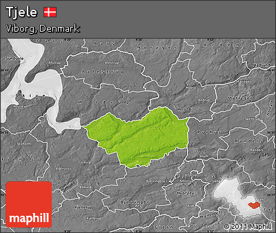 Physical Map of Tjele, desaturated
