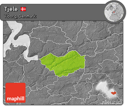 Physical Map of Tjele, desaturated