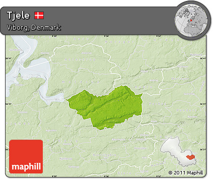Physical Map of Tjele, lighten