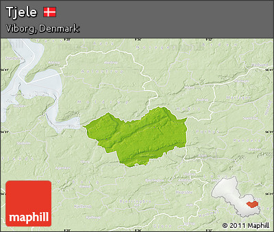 Physical Map of Tjele, lighten