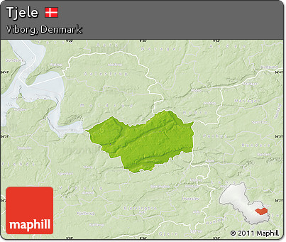 Physical Map of Tjele, lighten