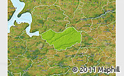 Physical Map of Tjele, satellite outside