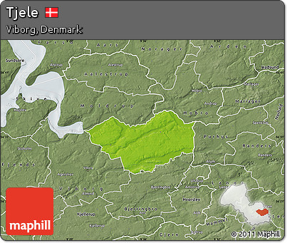 Physical Map of Tjele, semi-desaturated