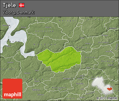 Physical Map of Tjele, semi-desaturated