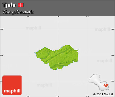 Physical Map of Tjele, single color outside