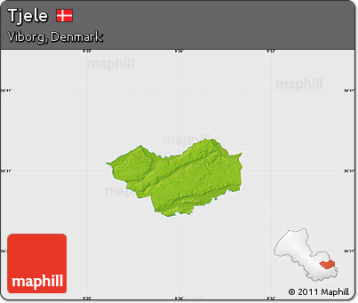 Physical Map of Tjele, single color outside