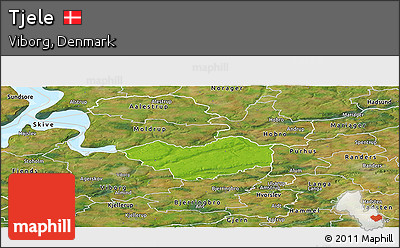 Physical Panoramic Map of Tjele, satellite outside