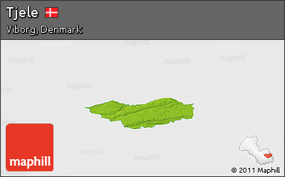 Physical Panoramic Map of Tjele, single color outside