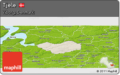 Shaded Relief Panoramic Map of Tjele, physical outside