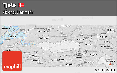 Silver Style Panoramic Map of Tjele