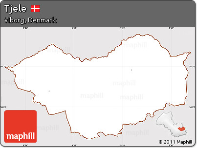 Classic Style Simple Map of Tjele, cropped outside