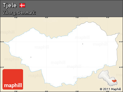 Classic Style Simple Map of Tjele, single color outside