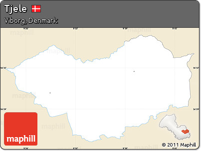 Classic Style Simple Map of Tjele, single color outside