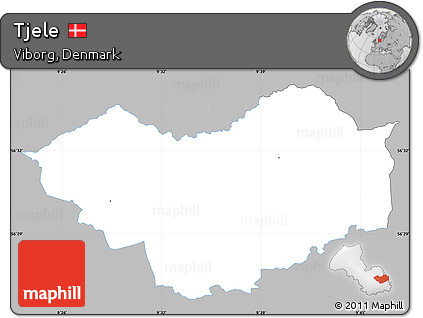 Gray Simple Map of Tjele, single color outside