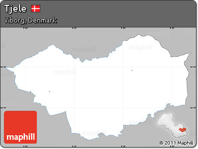 Gray Simple Map of Tjele, single color outside