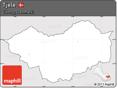 Silver Style Simple Map of Tjele, cropped outside