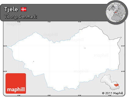 Silver Style Simple Map of Tjele, single color outside
