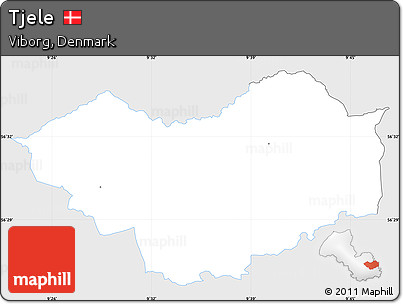 Silver Style Simple Map of Tjele, single color outside