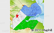 Flag 3D Map of Djibouti, physical outside