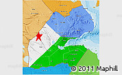 Flag 3D Map of Djibouti, political outside