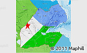 Flag 3D Map of Djibouti, political shades outside