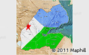 Flag 3D Map of Djibouti, satellite outside