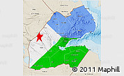 Flag 3D Map of Djibouti, shaded relief outside