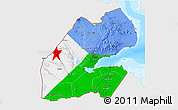 Flag 3D Map of Djibouti, single color outside, bathymetry sea