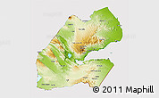 Physical 3D Map of Djibouti, cropped outside