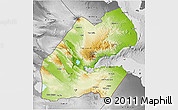 Physical 3D Map of Djibouti, desaturated