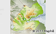 Physical 3D Map of Djibouti, semi-desaturated