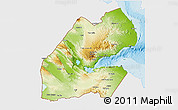 Physical 3D Map of Djibouti, single color outside