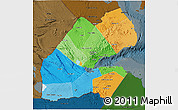 Political 3D Map of Djibouti, darken