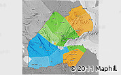 Political 3D Map of Djibouti, desaturated