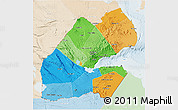 Political 3D Map of Djibouti, lighten