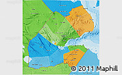 Political 3D Map of Djibouti, political shades outside