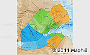 Political 3D Map of Djibouti, satellite outside, bathymetry sea