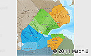 Political 3D Map of Djibouti, semi-desaturated, land only